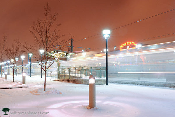Light rail near Union Station in Denver